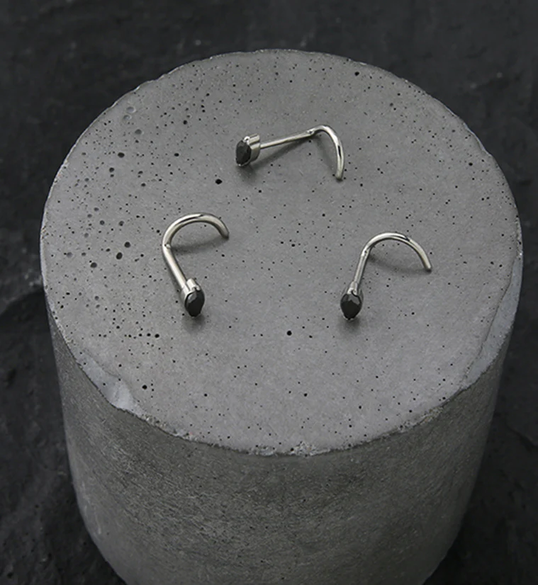 Ovate Black CZ Titanium Nose Screw Ring - Image 2