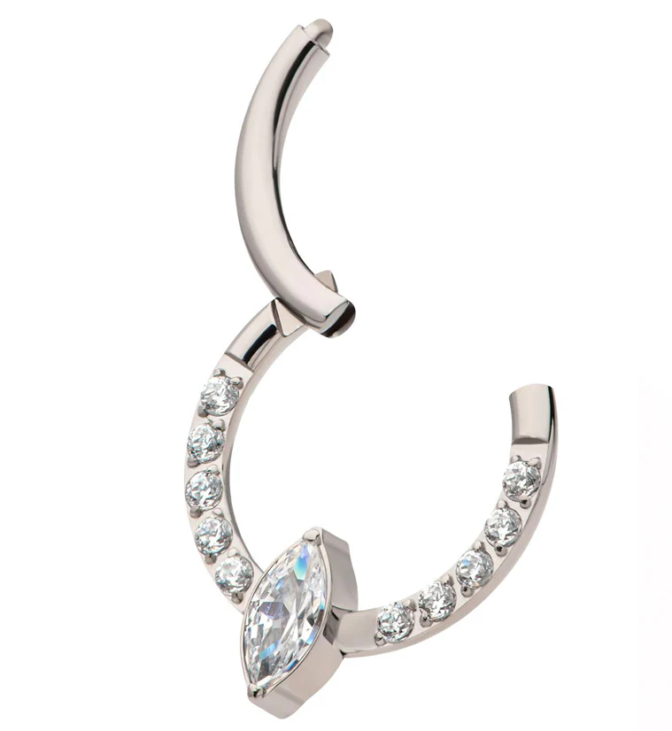 Ovoid Row CZ Titanium Hinged Segment Ring - Image 3