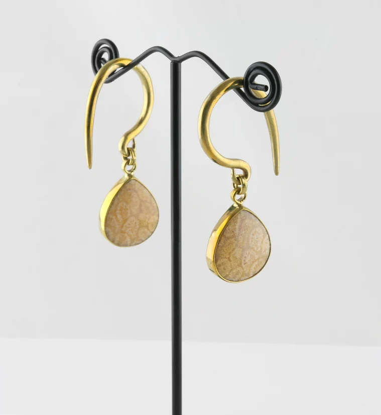 Ovum Fossilized Coral Brass Hangers - Image 2