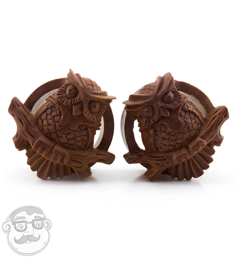 Owl Perch Carved Saba Wood Tunnels - Image 6