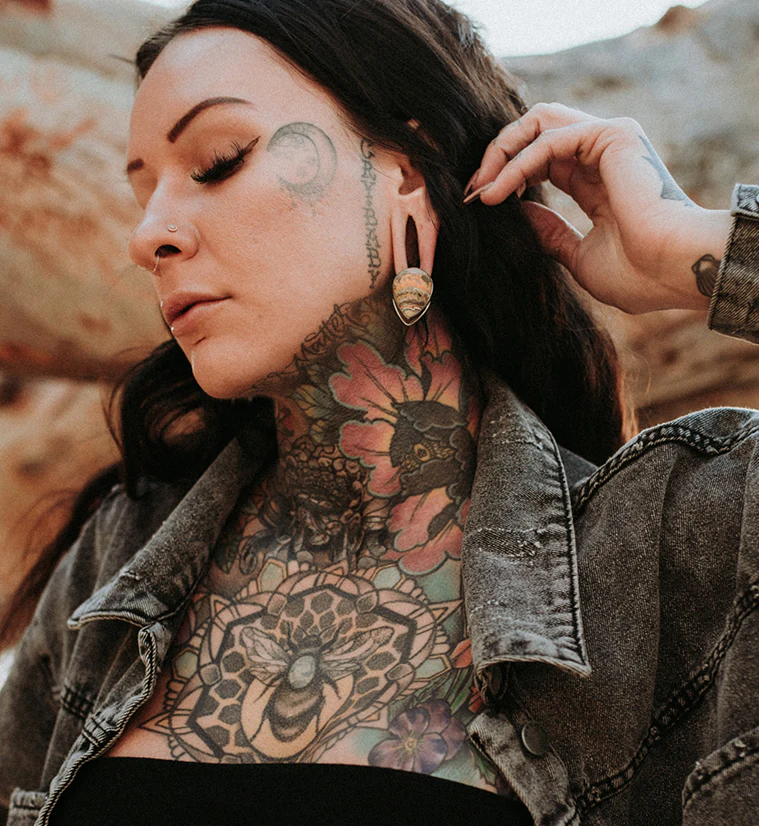 Peak Bumblebee Jasper Stone White Brass Ear Weights - Image 5