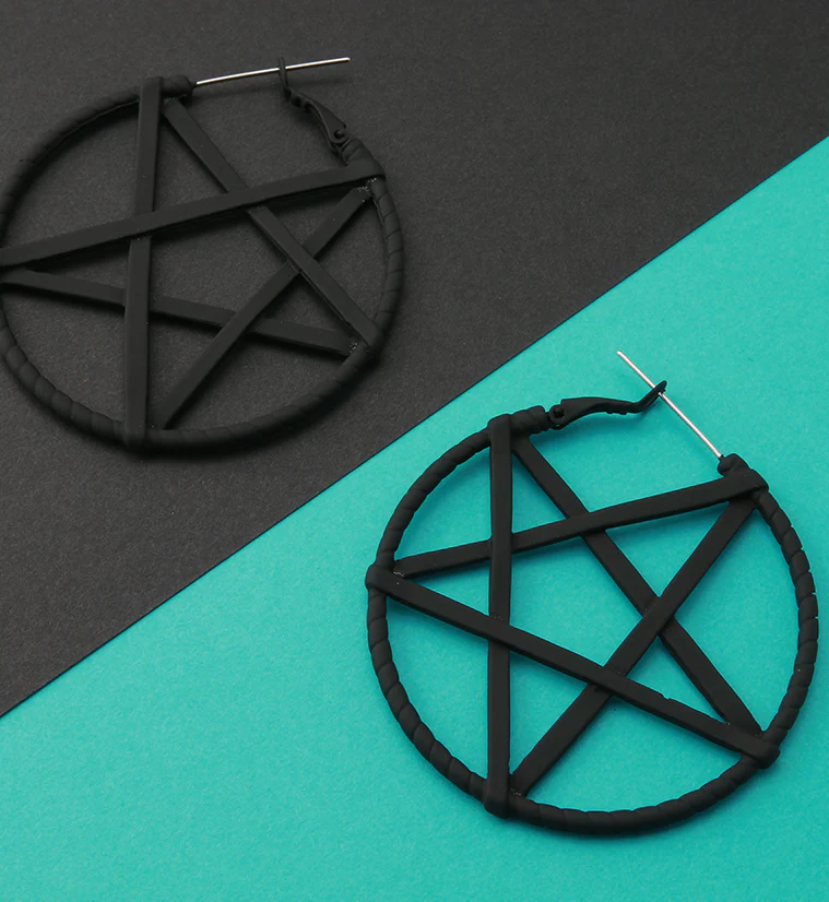 Pentagram Plug Hoops - Image 2