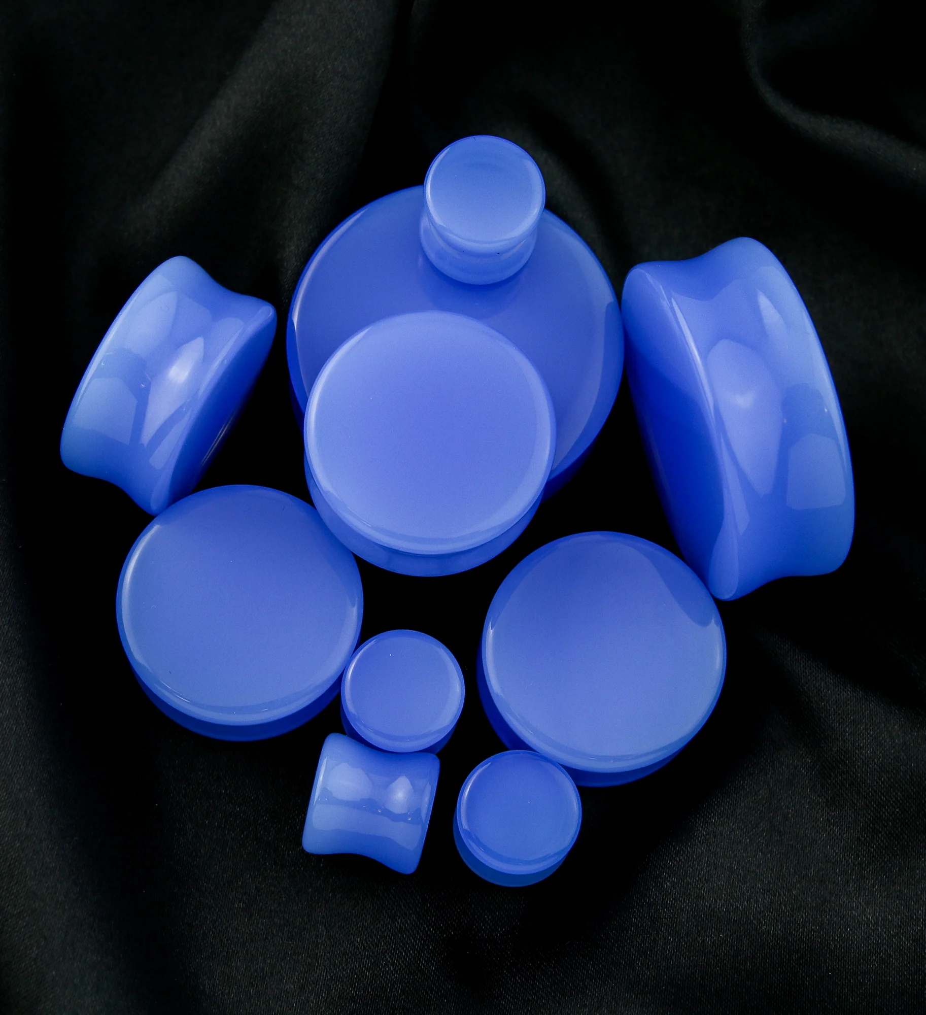 Periwinkle Glass Double Flare Plugs - Image 2