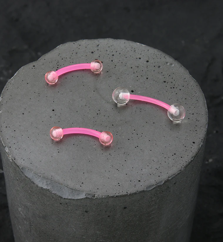 Pink Acrylic Curved Barbell - Image 2