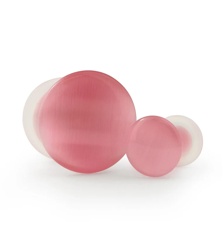 Pink Cat's Eye Glass Single Flare Plugs - Image 4