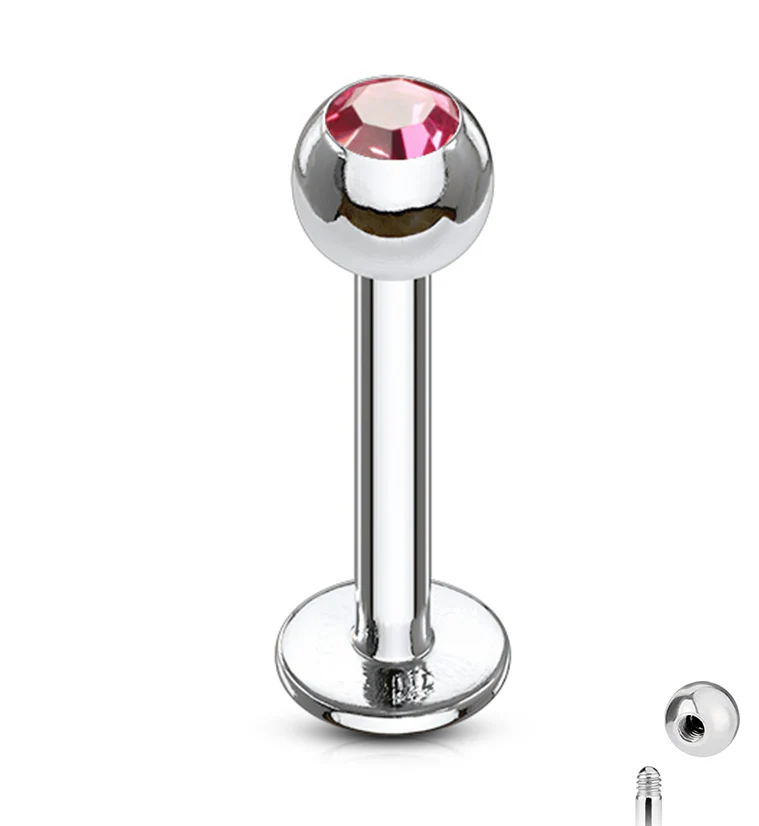 Pink CZ Labret Post