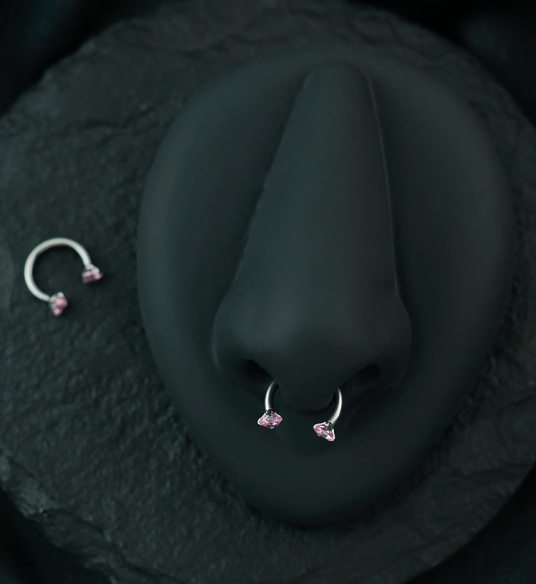 Pink CZ Prong Set Circular Barbell - Image 2