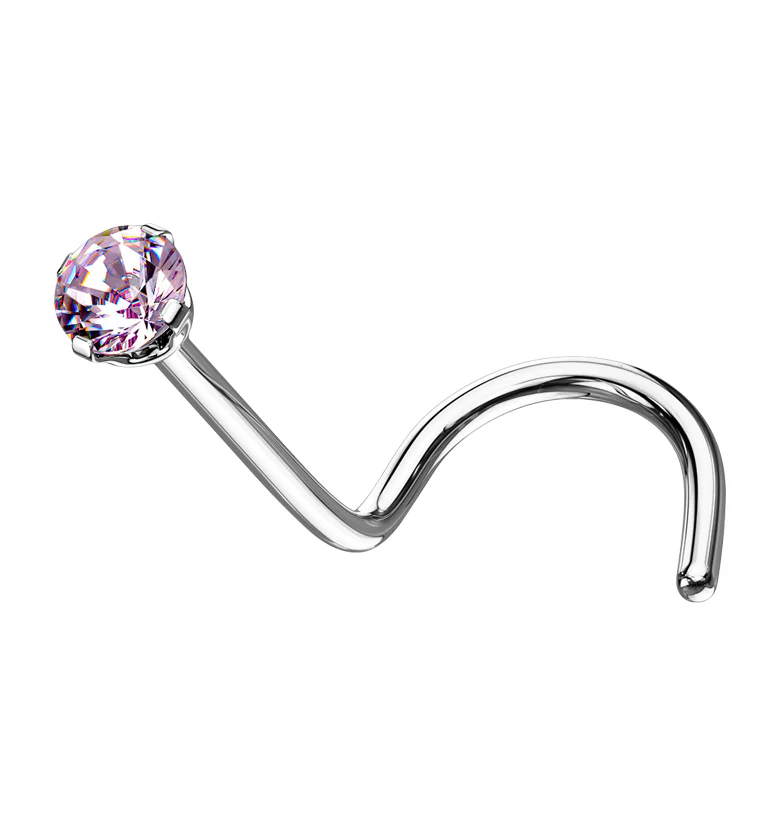 Pink CZ Titanium Nose Screw