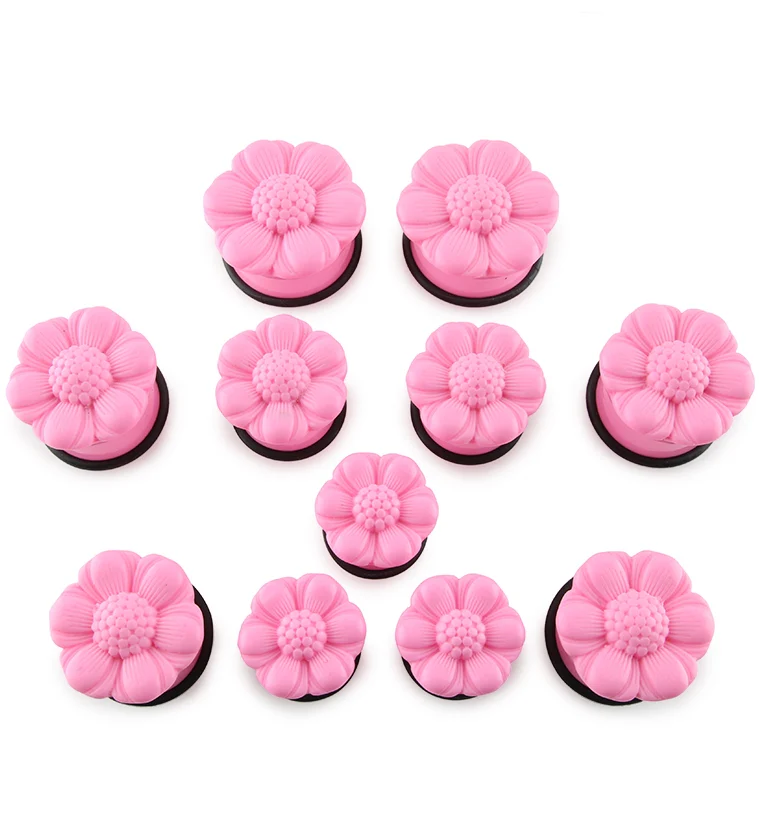 Pink Flower Petal Plugs - Single Flare