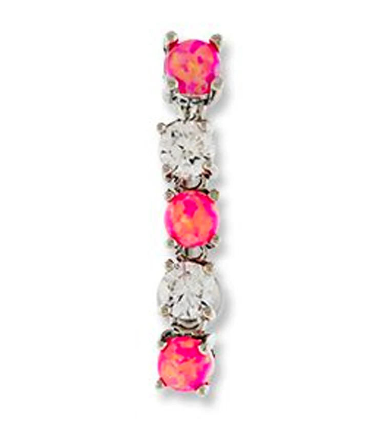 Pink Opal & CZ Drop Top Belly Button Ring