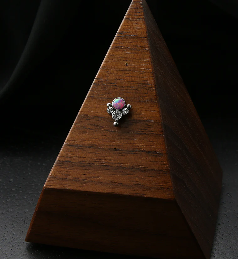 Pink Opalite Clear CZ Bundle Titanium Threadless Top - Image 2