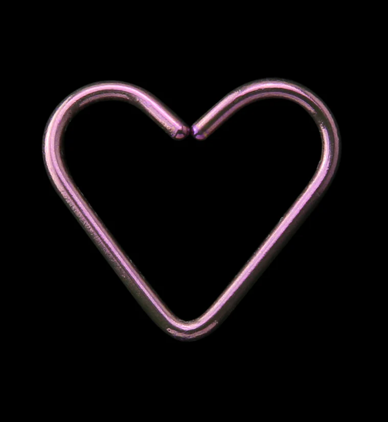 Pink Anodized Heart Seamless Titanium Hoop Ring - Image 3