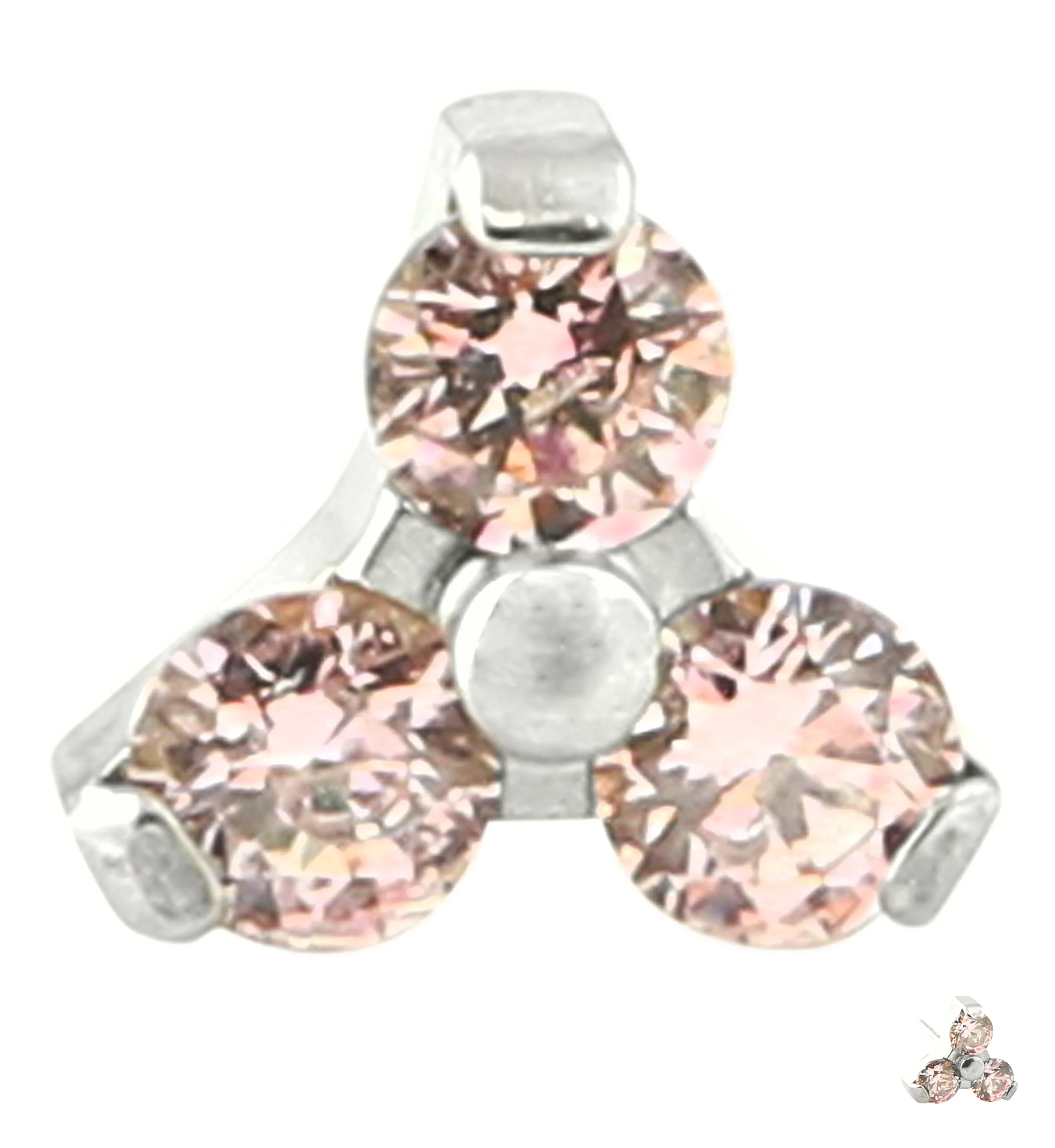 Pink CZ Trinity Round Titanium Threadless Top - Image 2