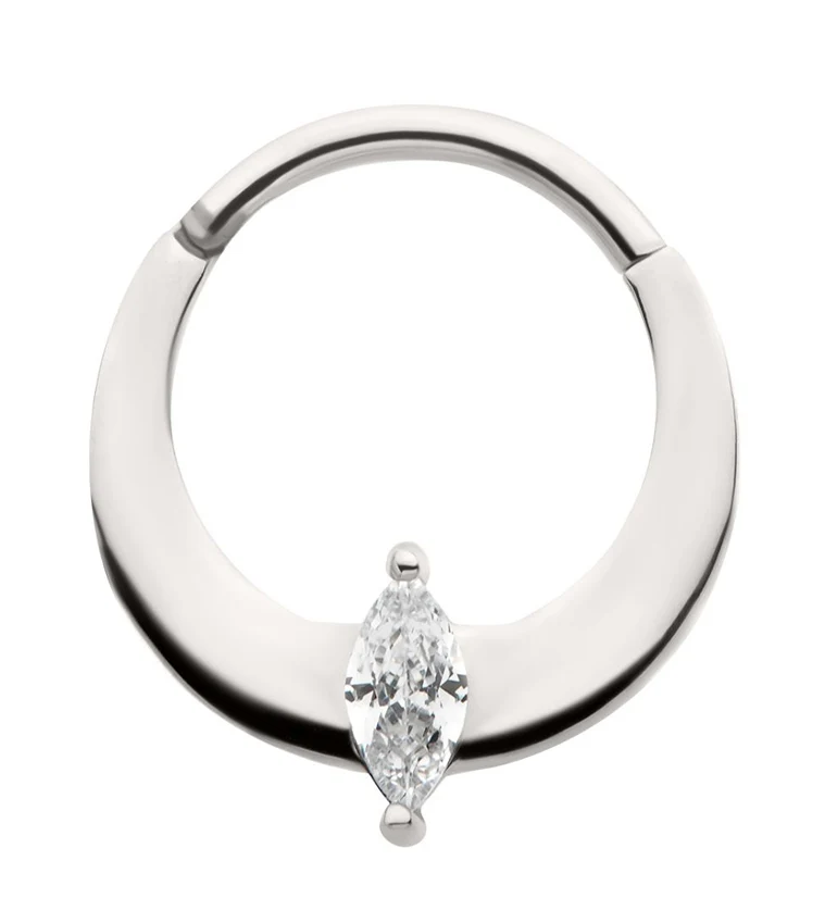 Planar Hinged Marquise Clear CZ Segment Ring Stainless Steel