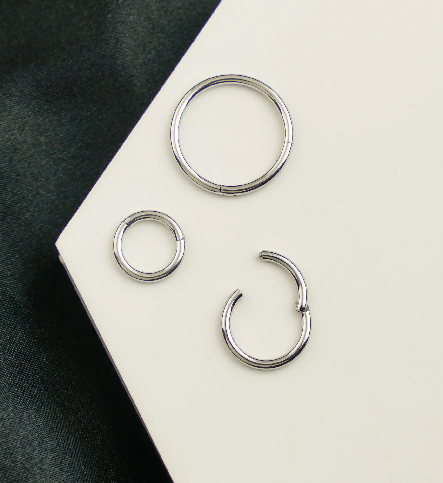 Platinum PVD Titanium Hinged Segment Hoop Ring - Image 4