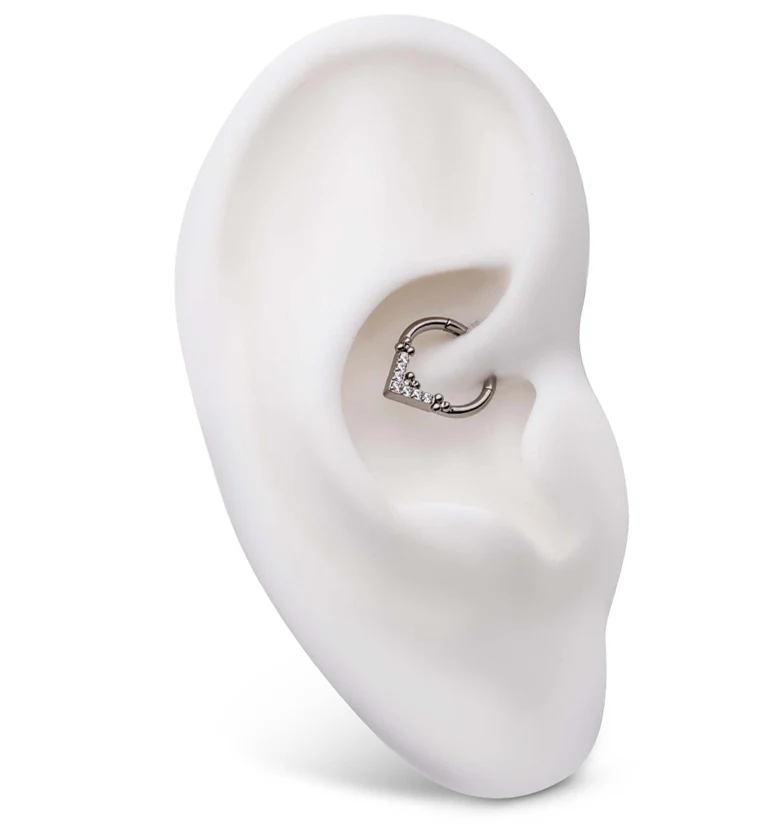 Point Beaded Clear CZ Titanium Hinged Segment Ring - Image 3