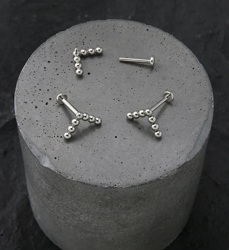 Point Beaded Titanium Internally Threaded Labret - Image 2