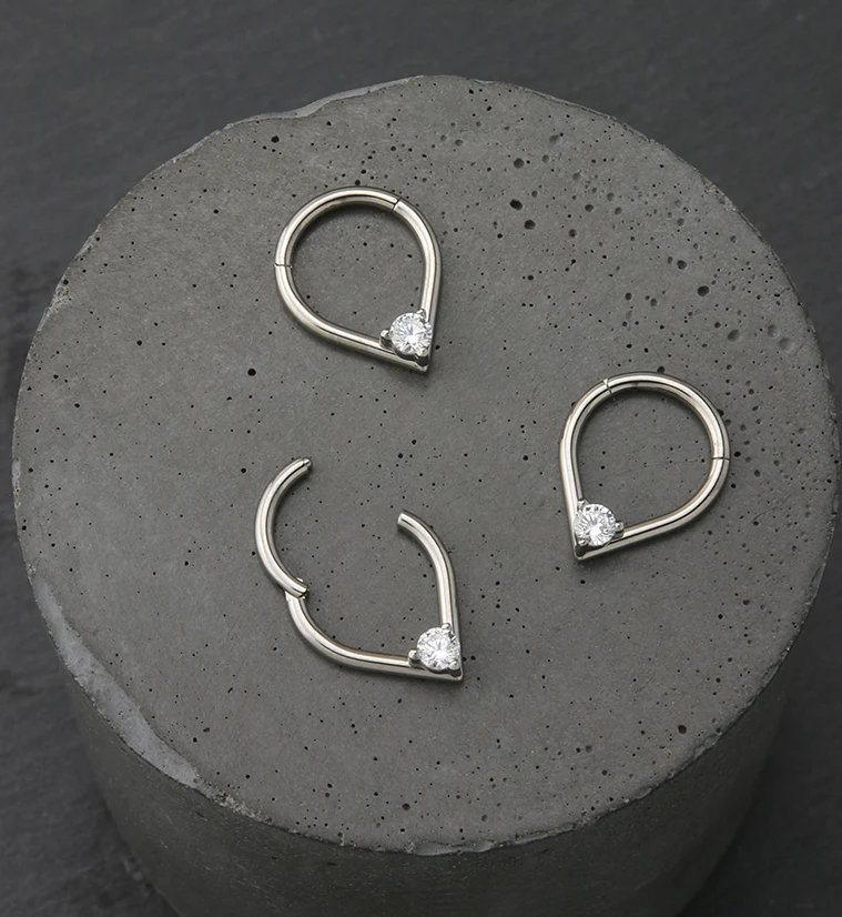 Point Clear CZ Titanium Hinged Segment Ring - Image 2