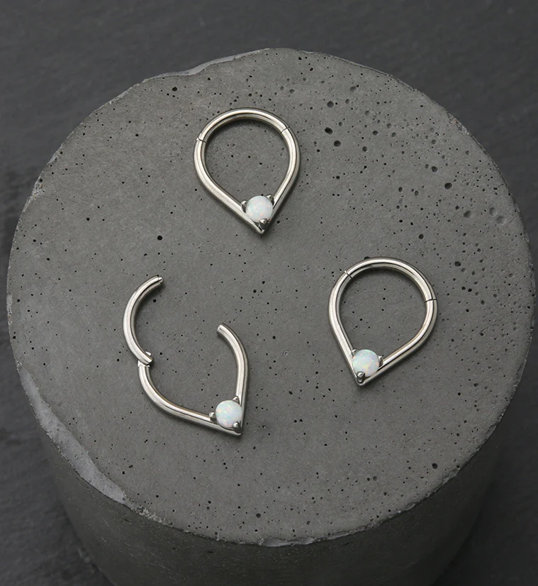 Point White Opalite Titanium Hinged Segment Ring - Image 2