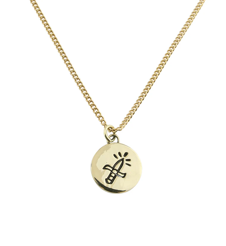 Dagger Brass Charm Necklace