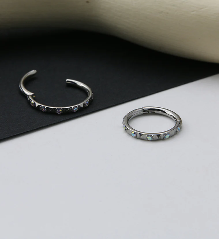 Polyhedra Aurora CZ Edge Titanium Hinged Segment Ring - Image 2