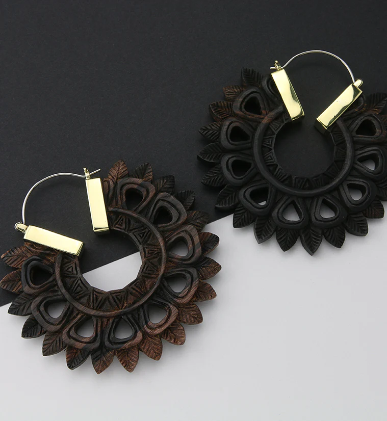 Pompon Areng Wooden Hangers / Earrings - Image 2