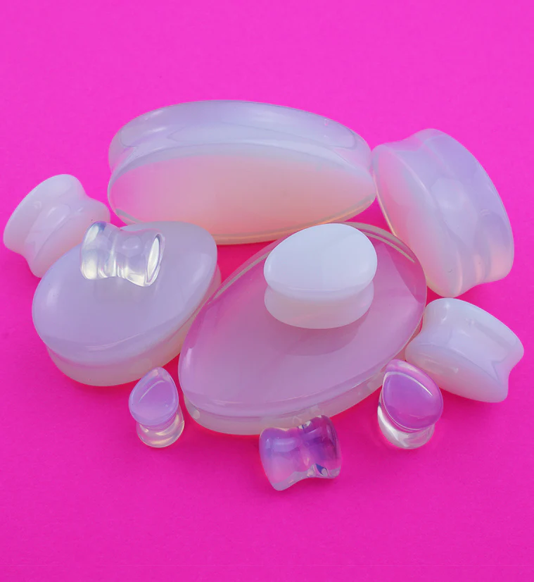 Precious Opalite Glass Teardrop Plugs - Image 2
