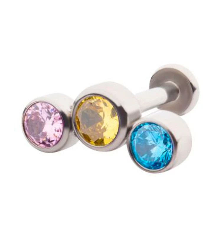 Pride CZ Gem Labret Post Version 2