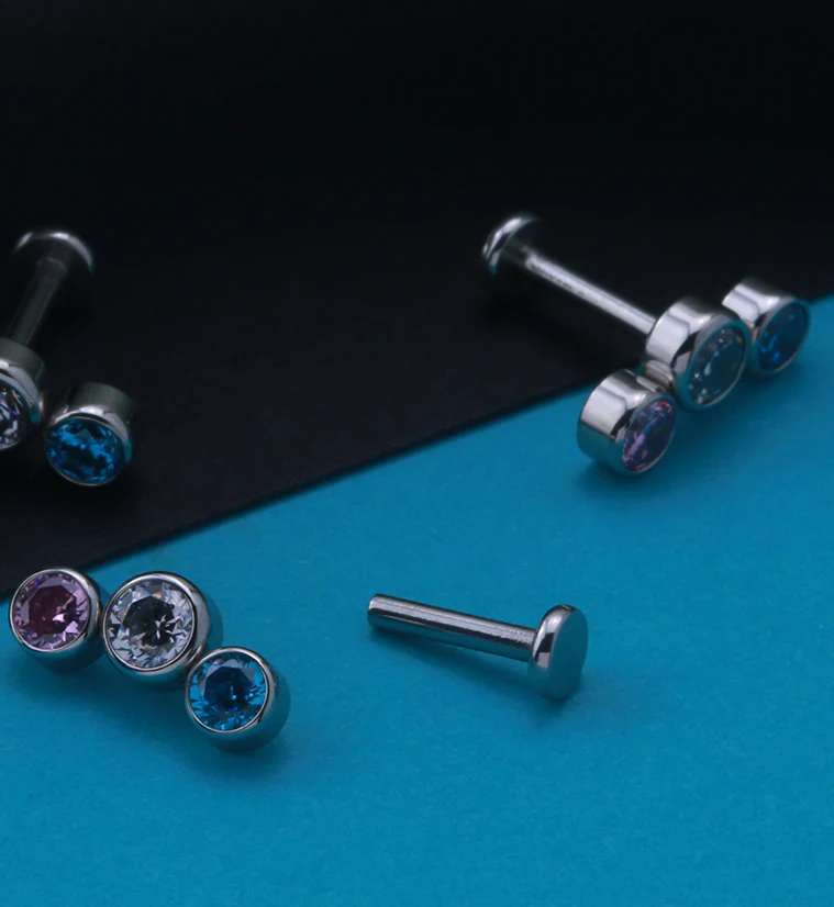 Pride CZ Gem Labret Post Version 3 - Image 3