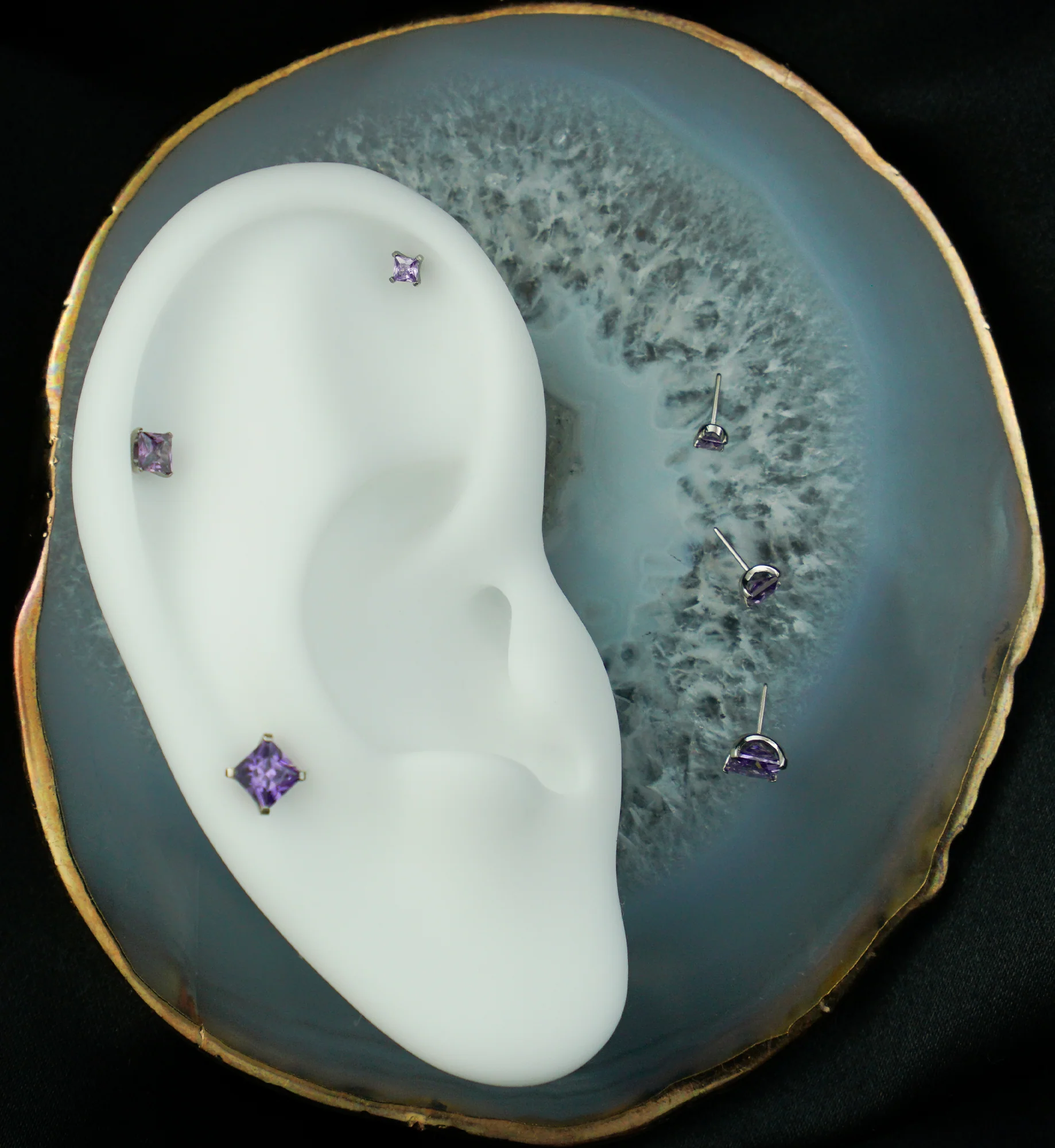 Princess Amethyst CZ Threadless Titanium Top - Image 2