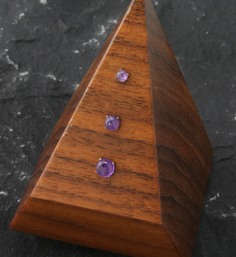 Prong Amethyst Stone Titanium Threadless Top - Image 2