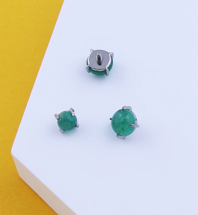 Prong Set Aventurine Stone Titanium Internally Threaded Top - Image 2