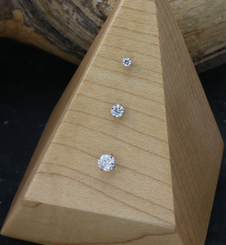 Prong Clear CZ Threadless Titanium Top - Image 2
