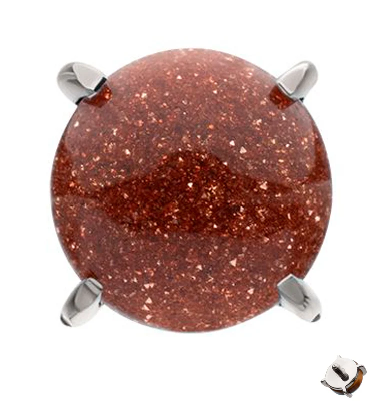 Prong Set Gold Sandstone Titanium Internally Threaded Top