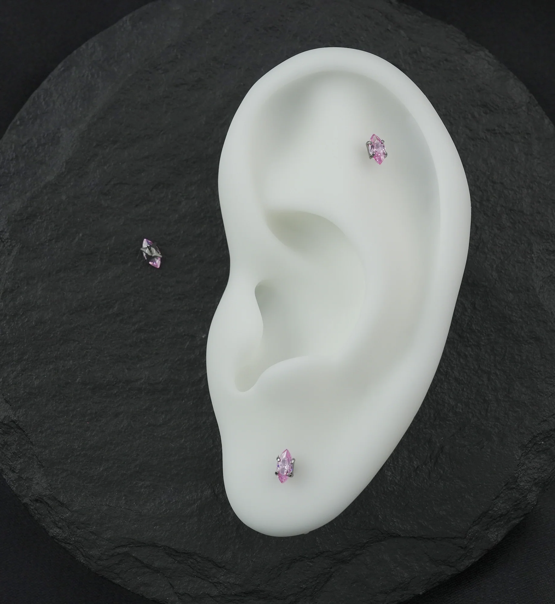 Prong Marquise Light Pink CZ Titanium Threadless Top - Image 2