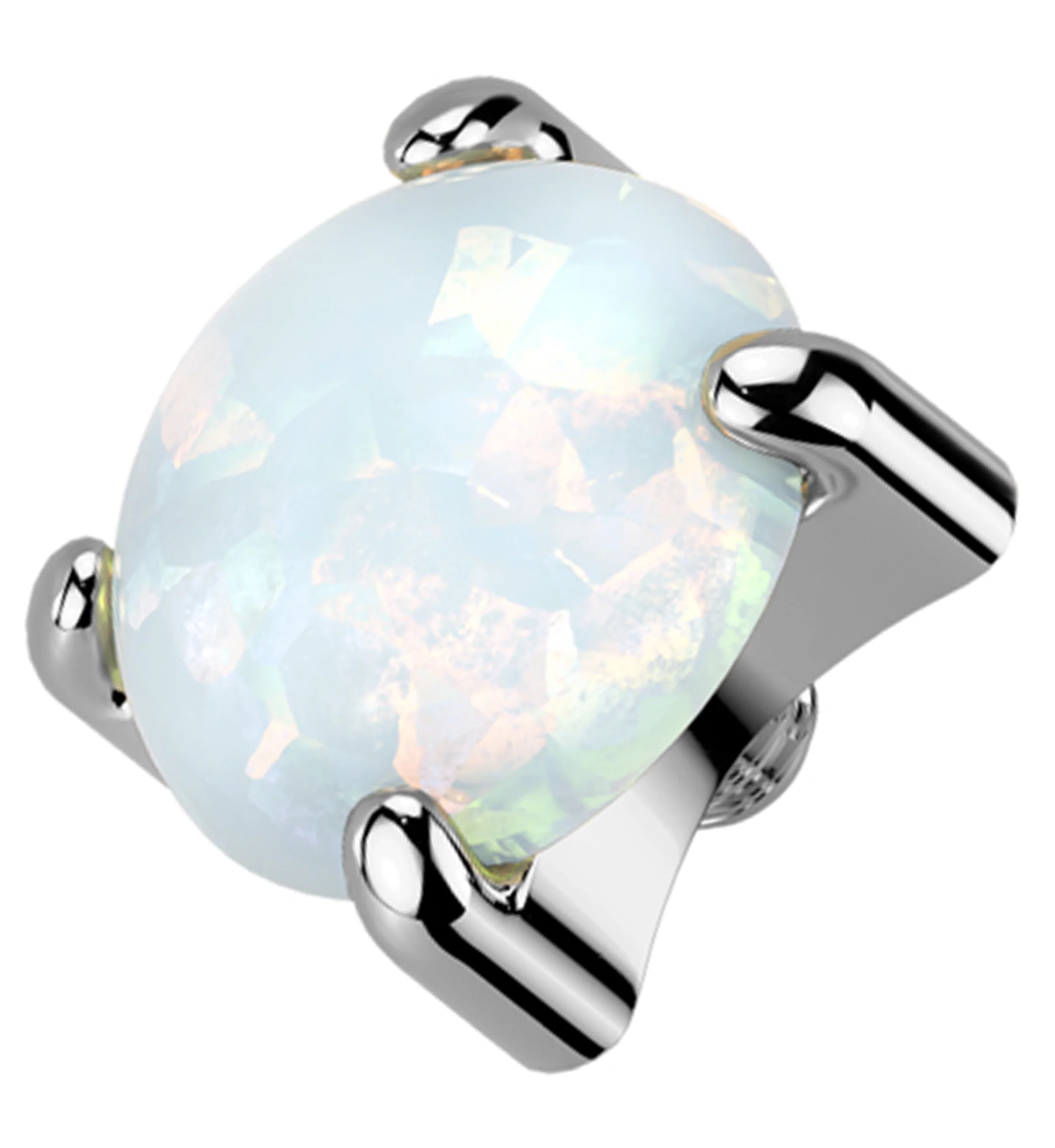 Prong White Opalite Titanium Internally Threaded Top