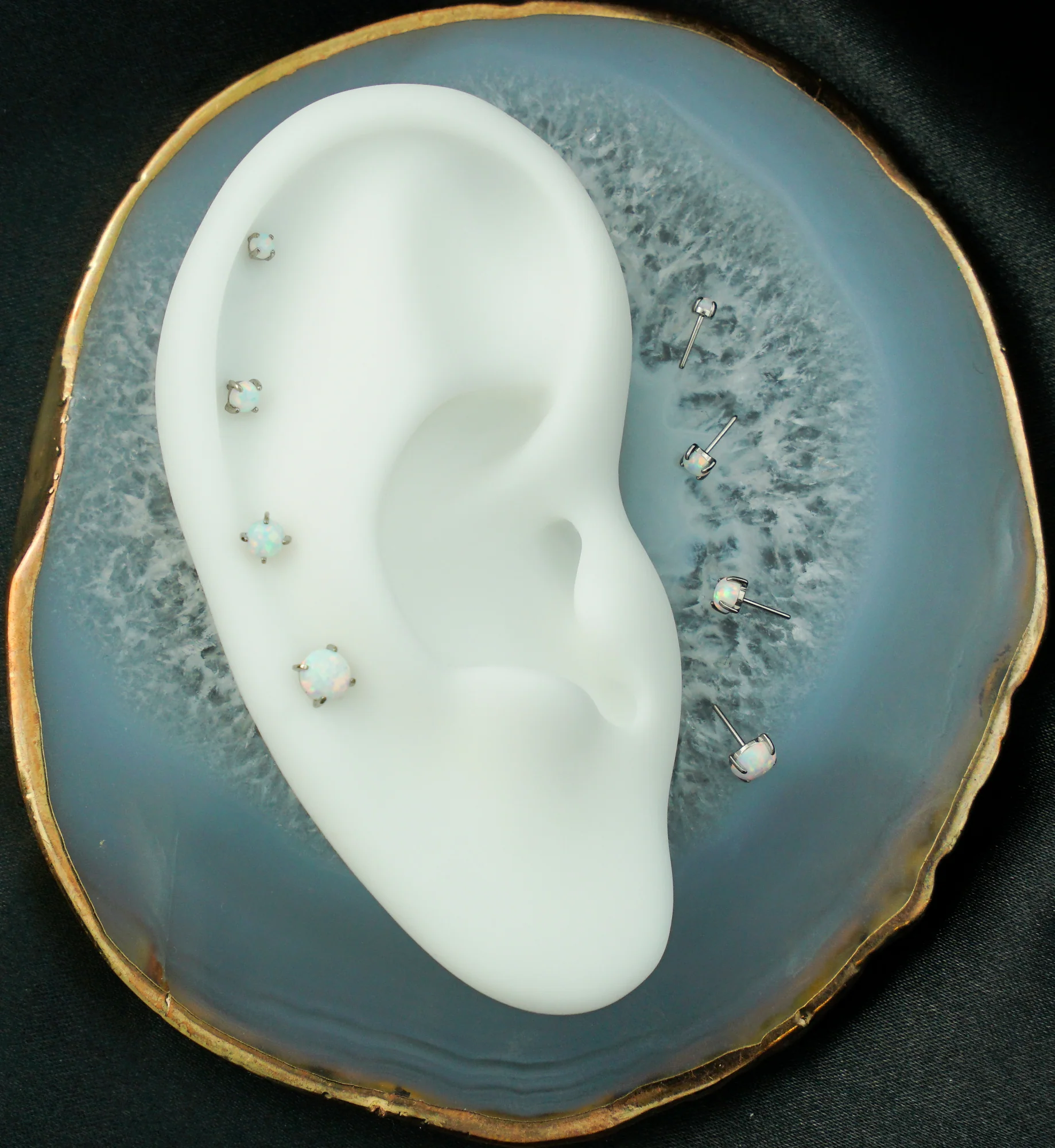 Prong White Opalite Titanium Threadless Top - Image 2