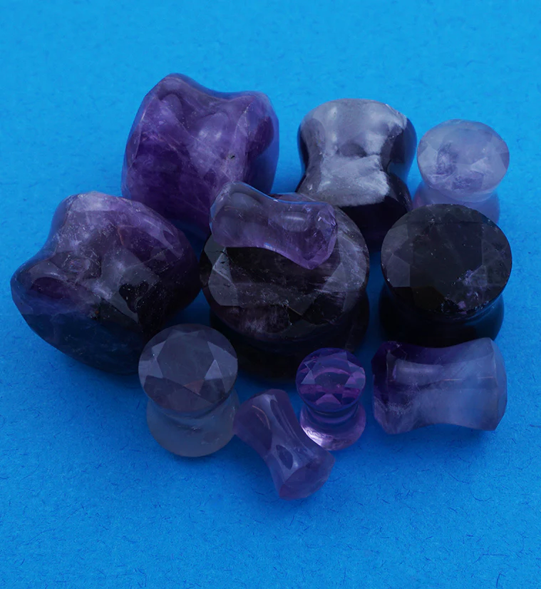 Purple Amethyst Faceted Cut Stone Plugs - Image 2