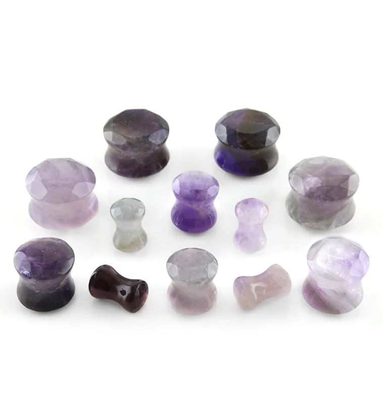 Purple Amethyst Faceted Cut Stone Plugs - Image 3
