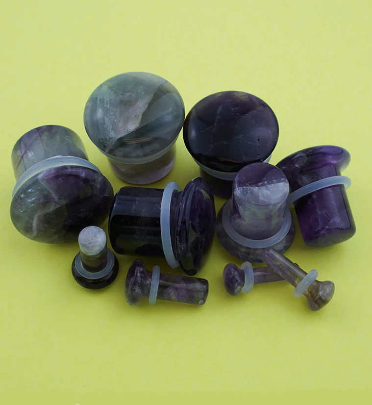 Purple Amethyst Single Flare Stone Plugs - Image 2