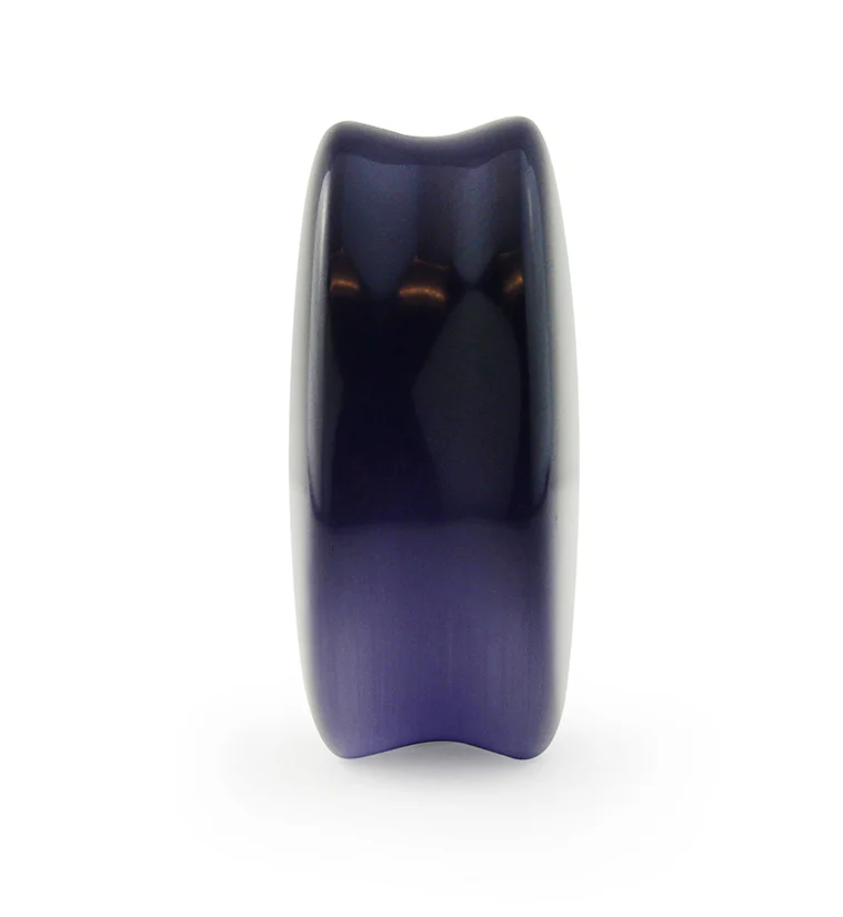 Purple Cat's Eye Glass Teardrop Plugs - Image 6