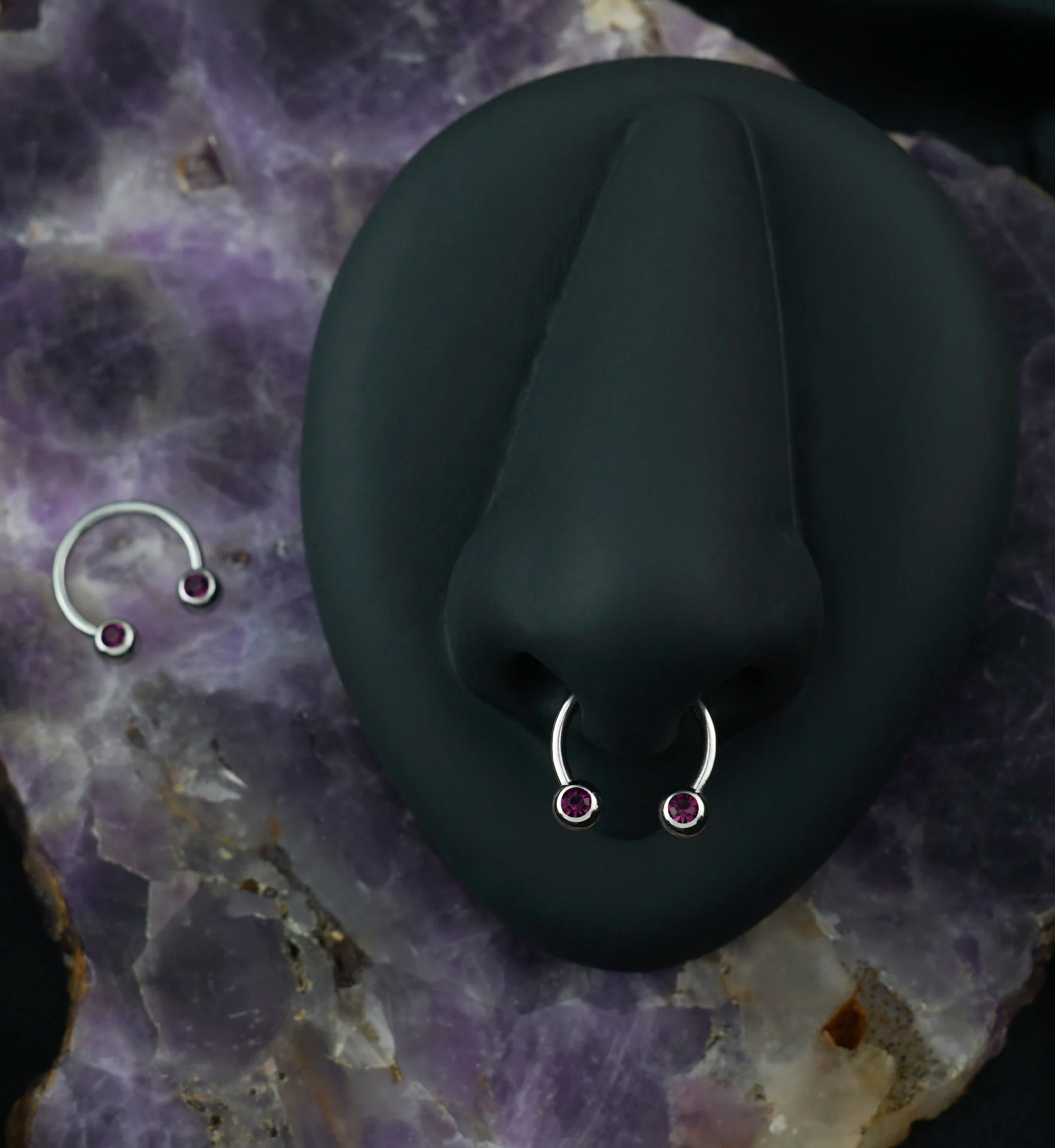 Purple CZ Steel Stainless Circular Barbell - Image 2