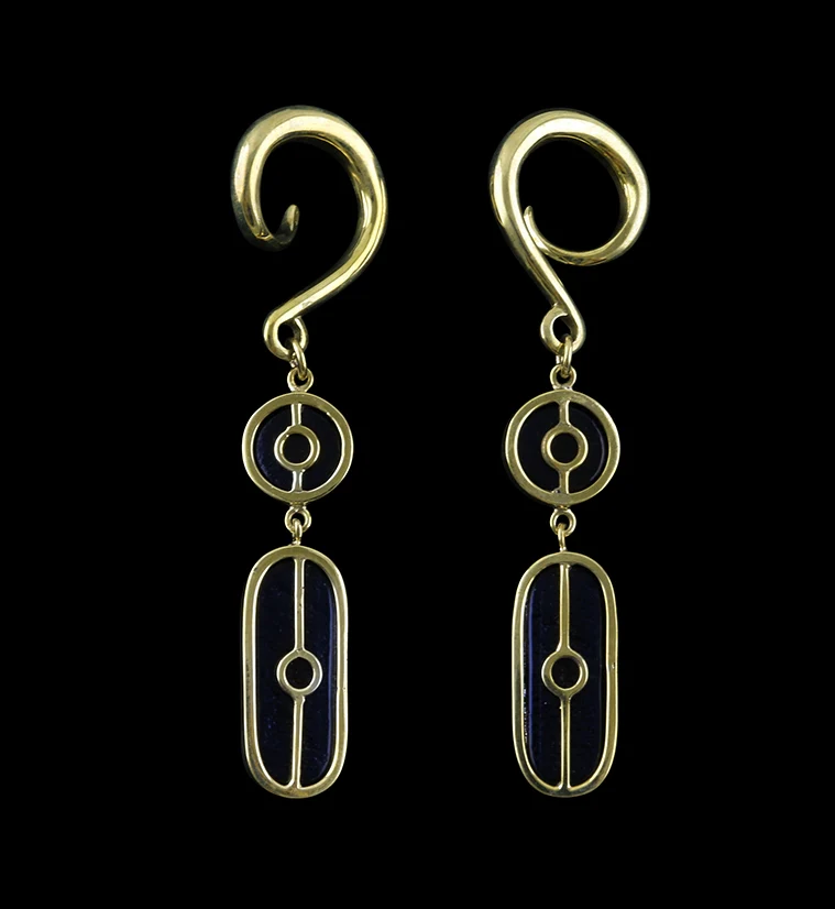 Purple Double Dichroic Plane Glass Brass Ear Weights - Image 2