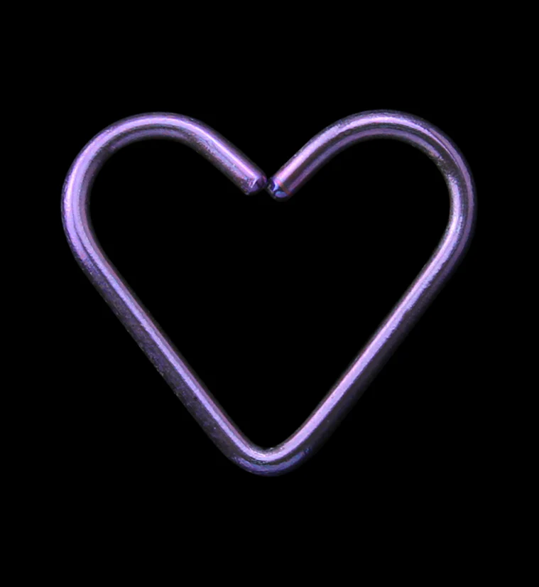 Purple Anodized Heart Seamless Titanium Hoop Ring - Image 3