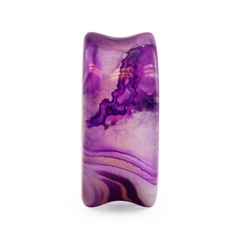 Purple Line Agate Stone Plugs - Image 4