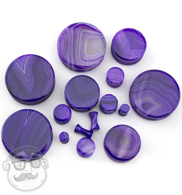 Purple Line Agate Stone Plugs - Image 7