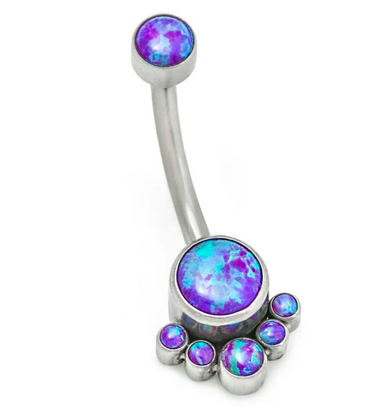 Purple Opal Cluster Belly Button Ring