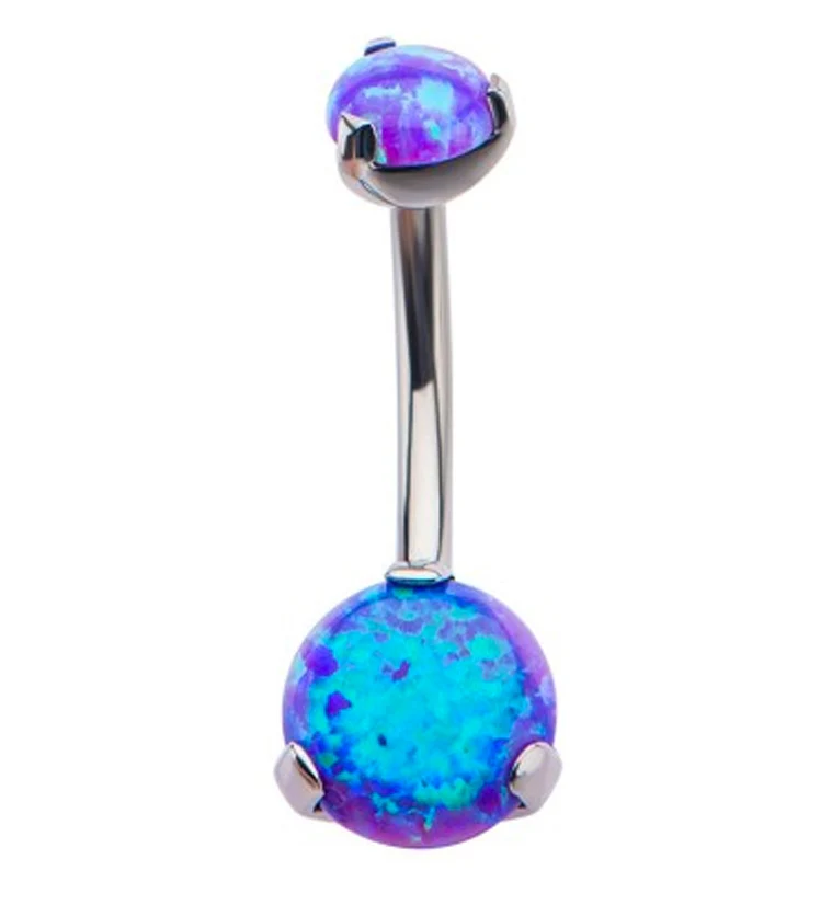 Purple Opalite Cabochon Titanium Belly Button Ring