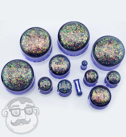 Purple Opalite Flash PVD Stainless Steel Plugs - Image 4