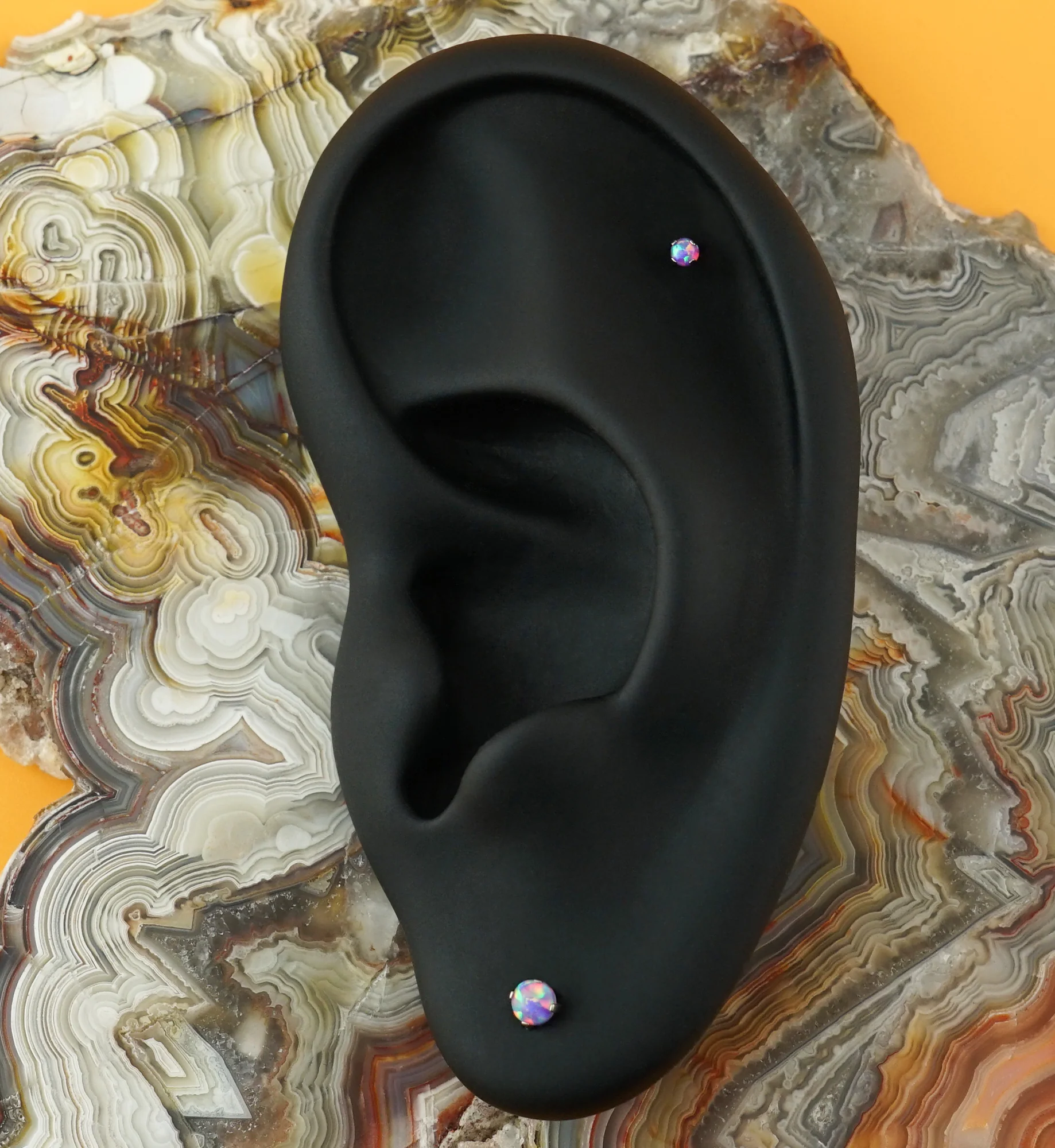 Purple Opalite Prong Set Titanium Threadless Labret - Image 2